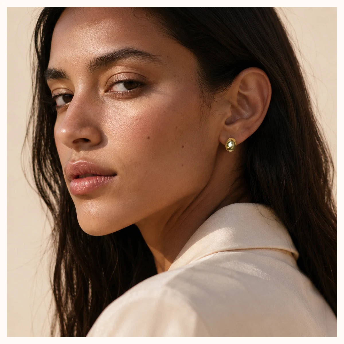 Gold Oval Stud Earrings alternate view