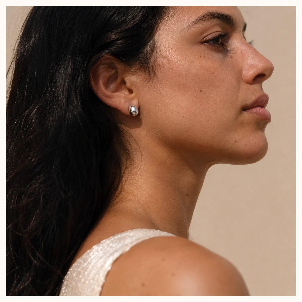 Silver Oval Stud Earrings alternate view