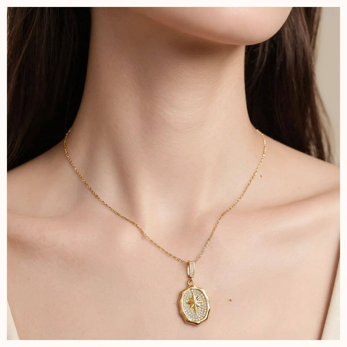 Gold Starburst Medallion Necklace alternate view