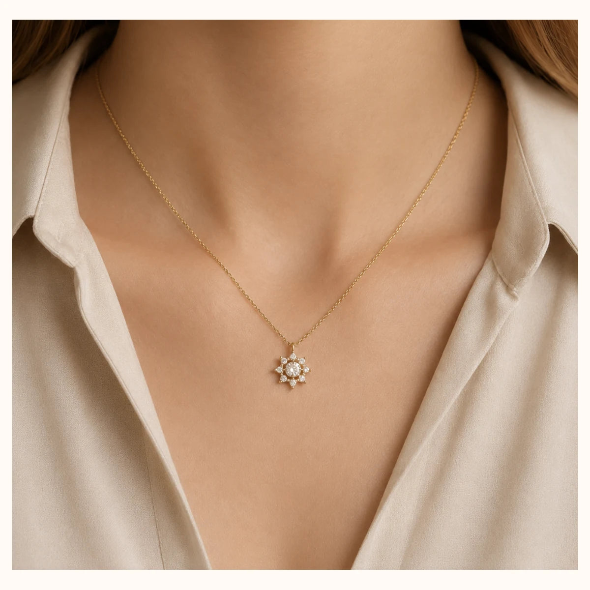 S925 Sunflower Pendant Necklace alternate view