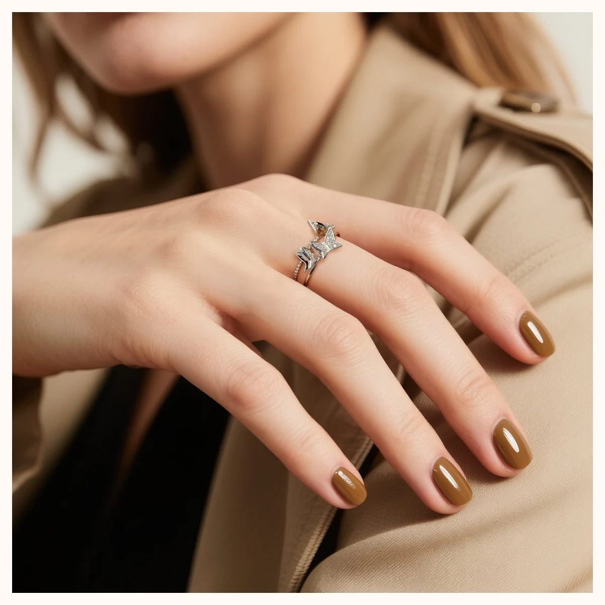 Silver Butterfly Sparkle Ring alternate view