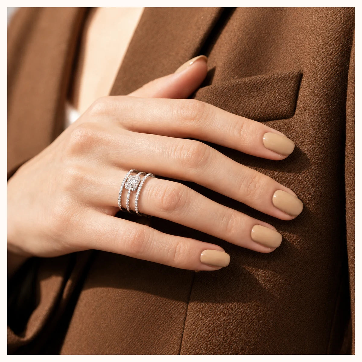 Silver Luxe Halo Ring alternate view