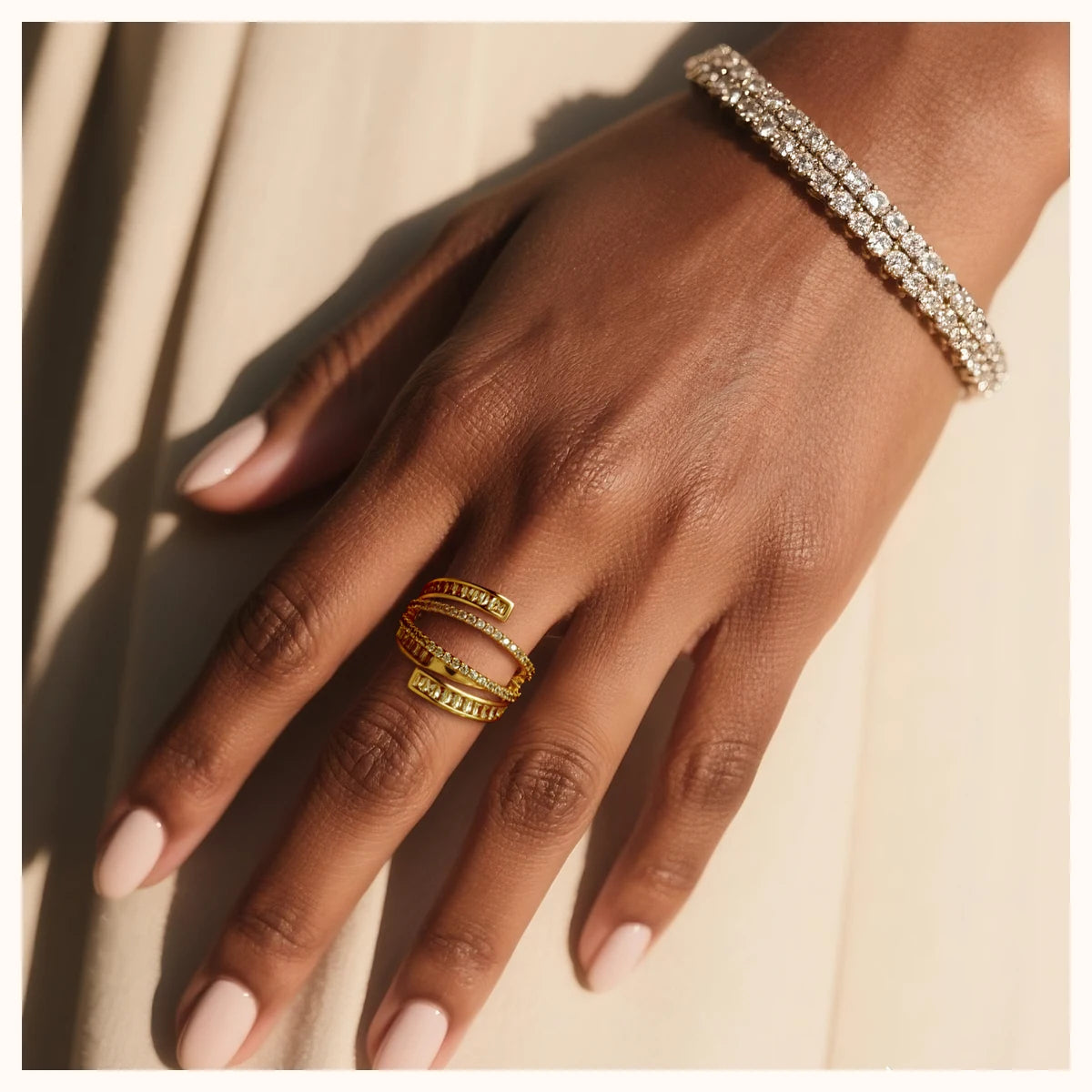Gold Multi-Layer CZ Ring lifestyle image