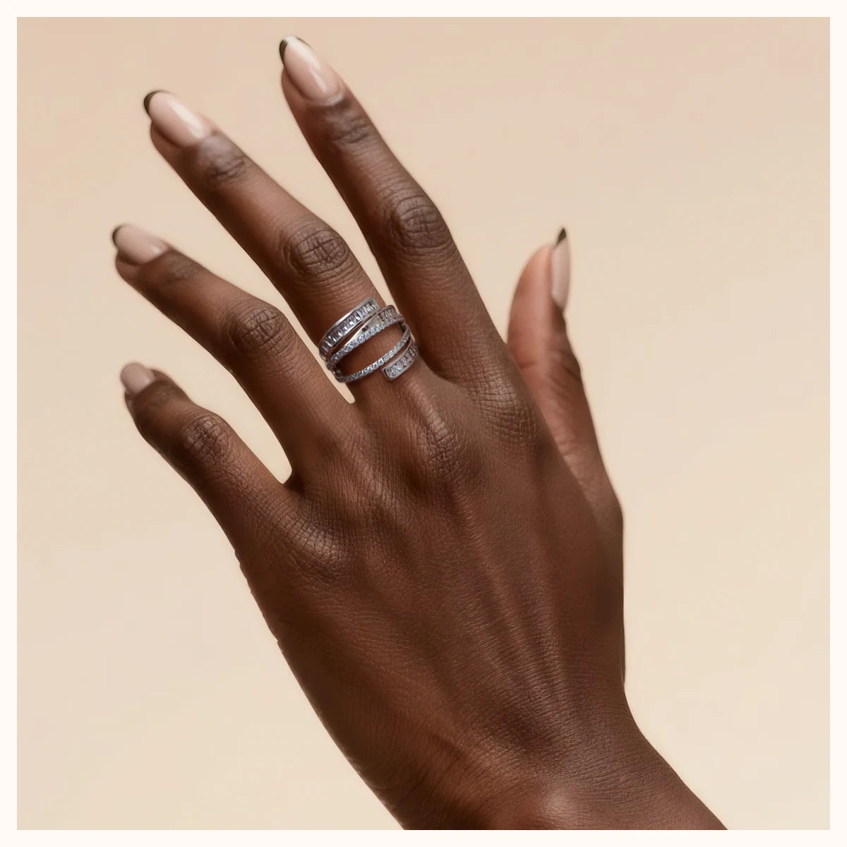 Silver Multi-Layer CZ Ring alternate view