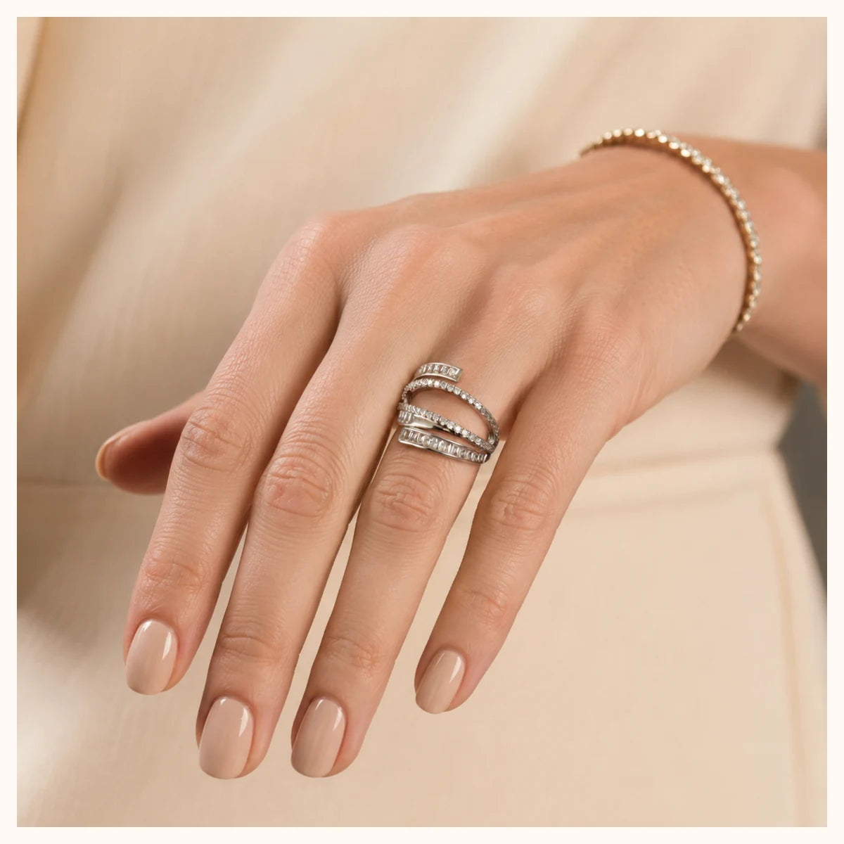Silver Multi-Layer CZ Ring lifestyle image