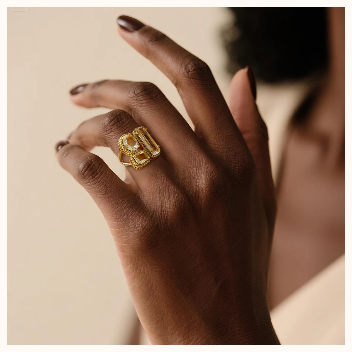 Gold Three-Stone CZ Ring alternate view