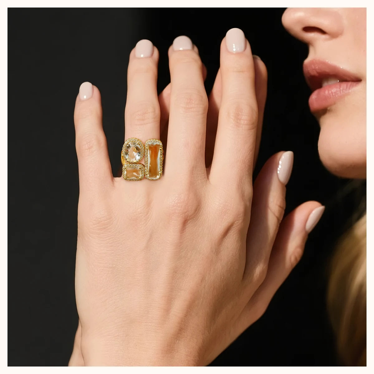 Gold Three-Stone CZ Ring lifestyle image