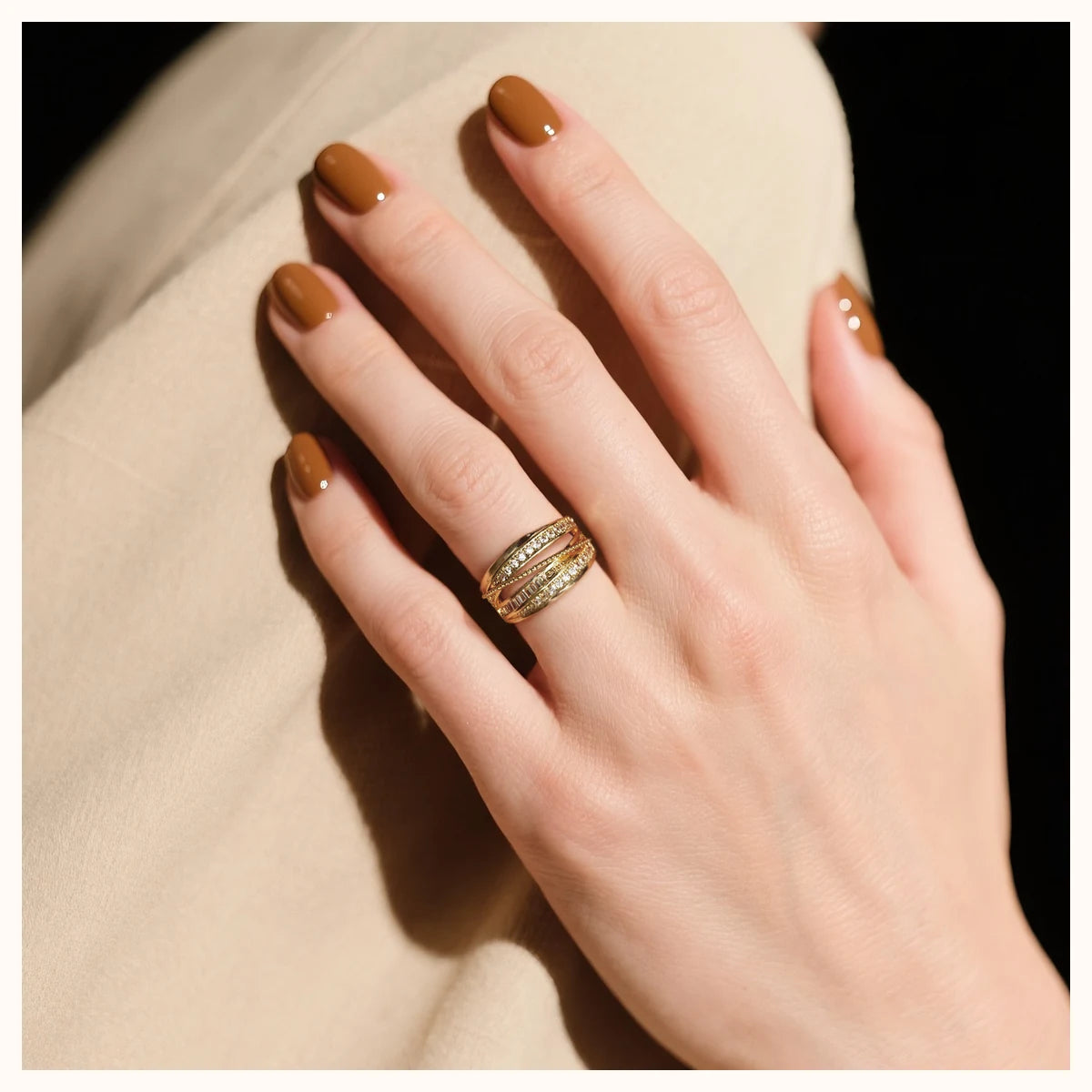 Gold Multi-Loop CZ Ring alternate view