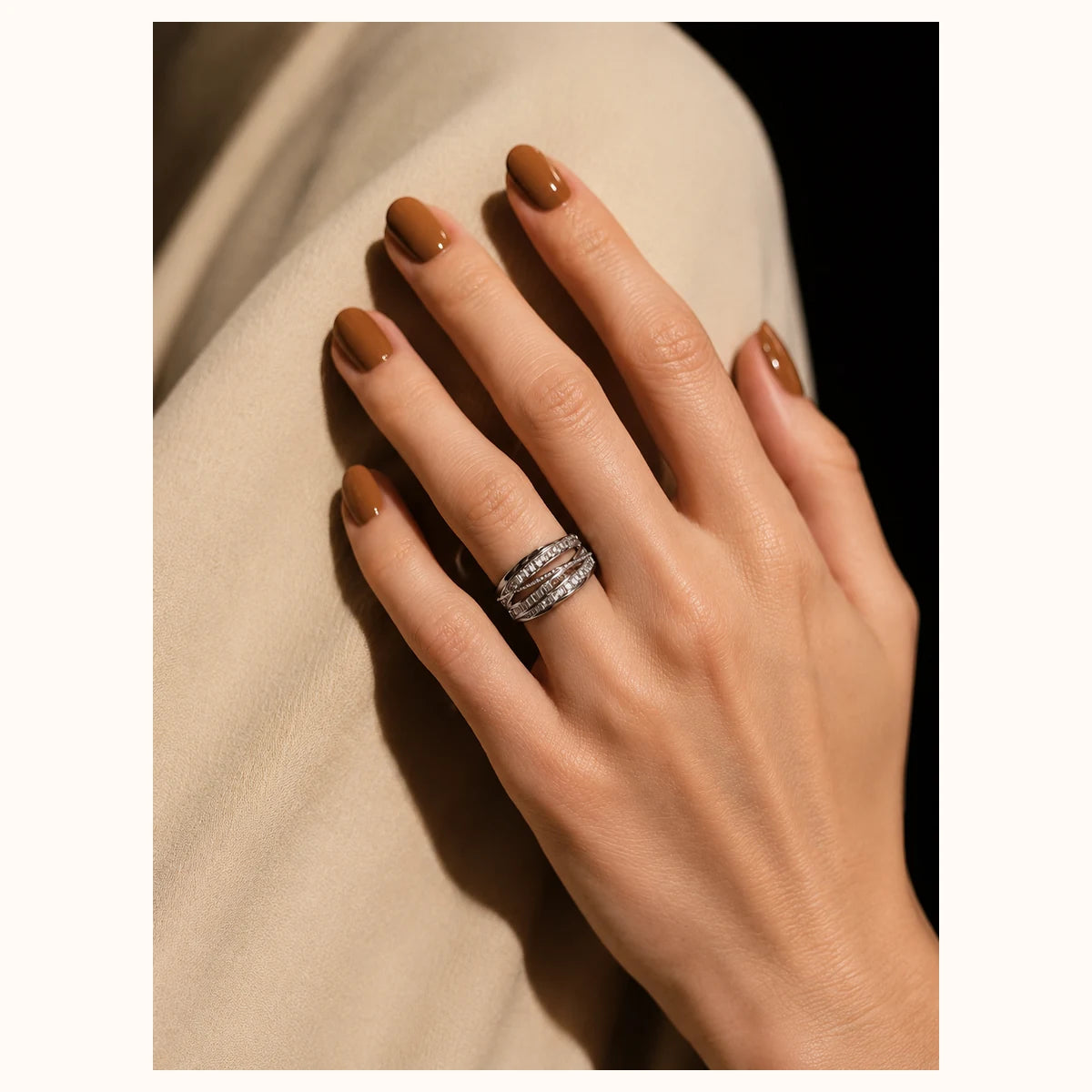 Silver Multi-Layer Open Ring alternate view