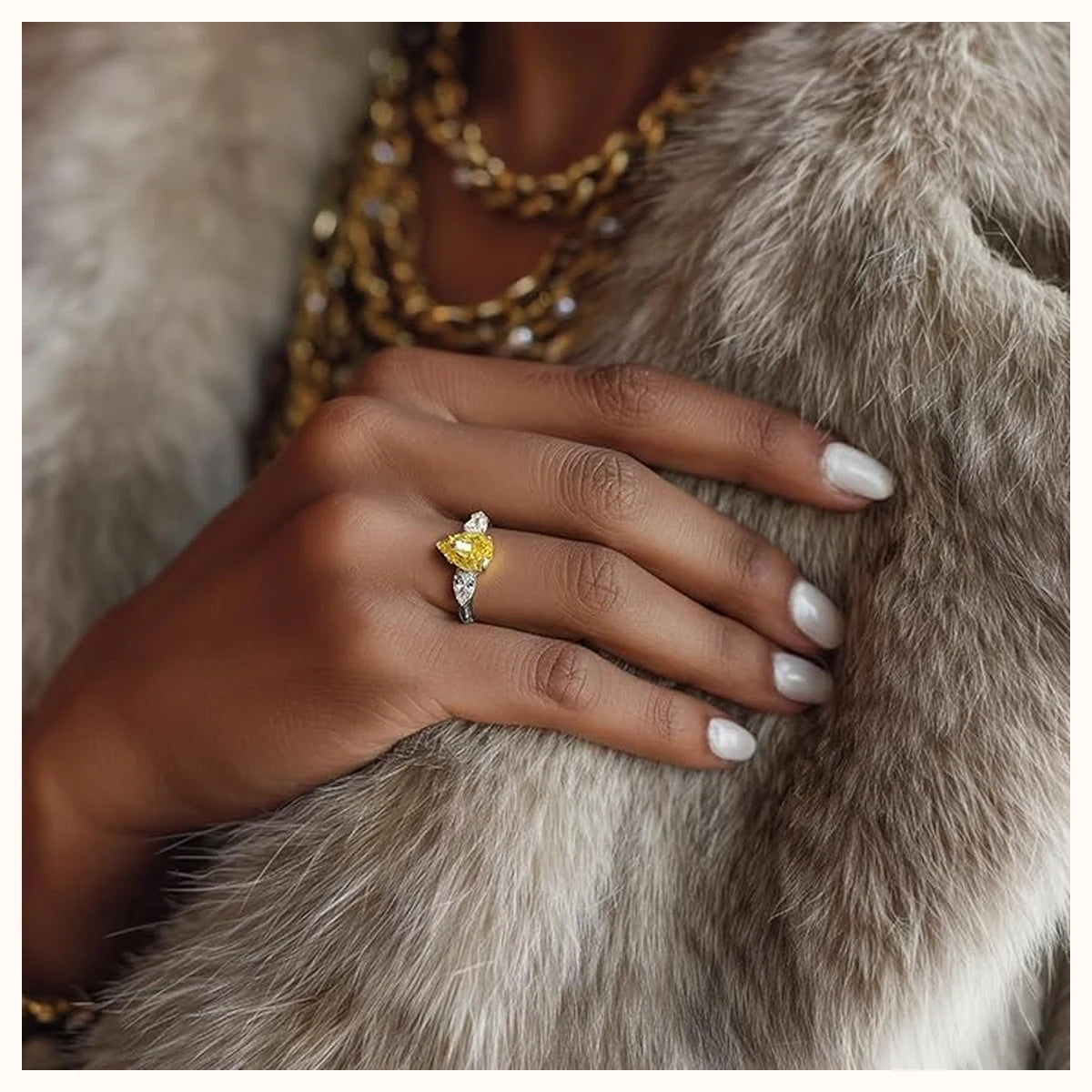 Yellow Pear-Cut Promise Ring alternate view