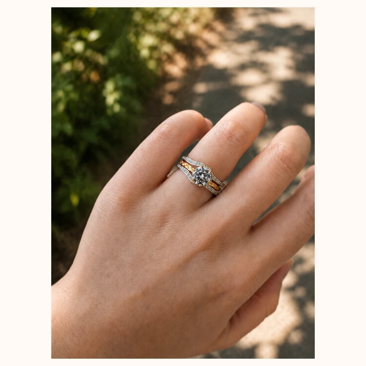 Two-Tone CZ Ring Set alternate view